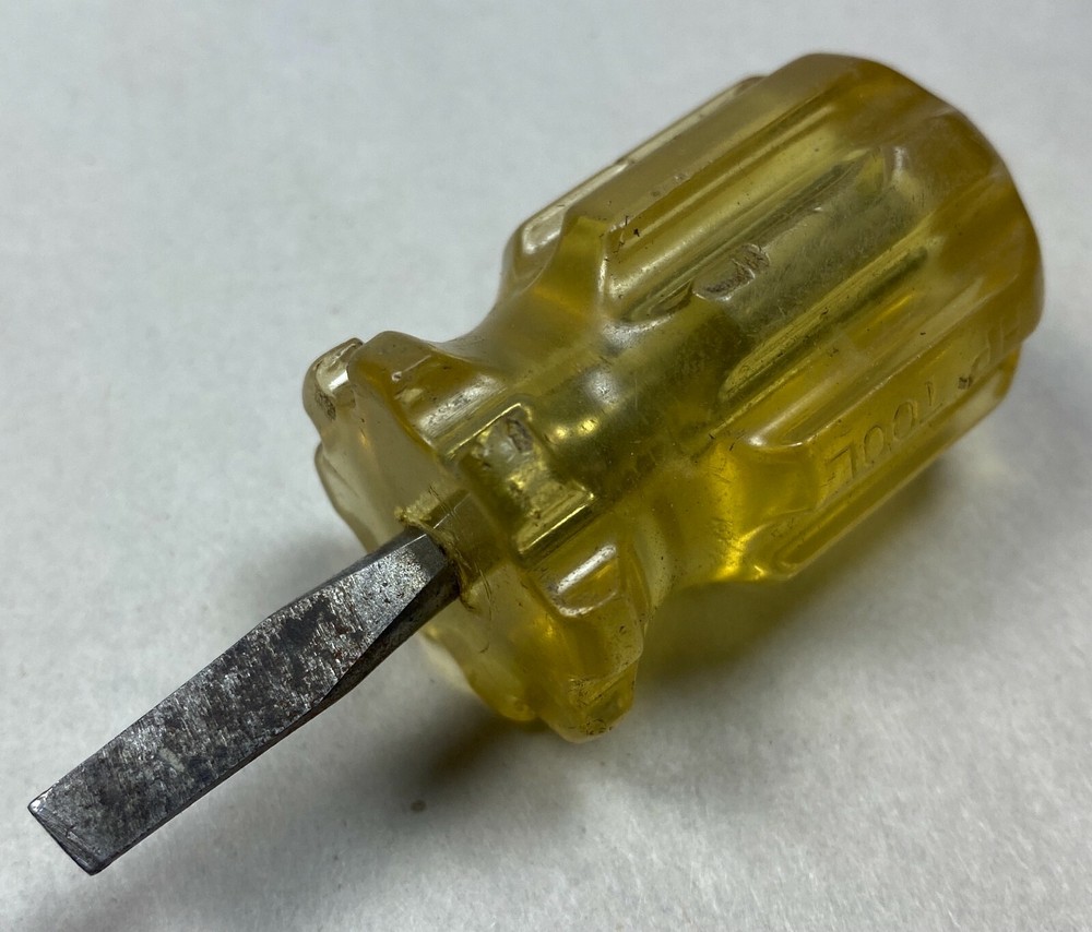 Vintage HP TOOL Slotted Flat Tip Clear Stubby Screwdriver Tool