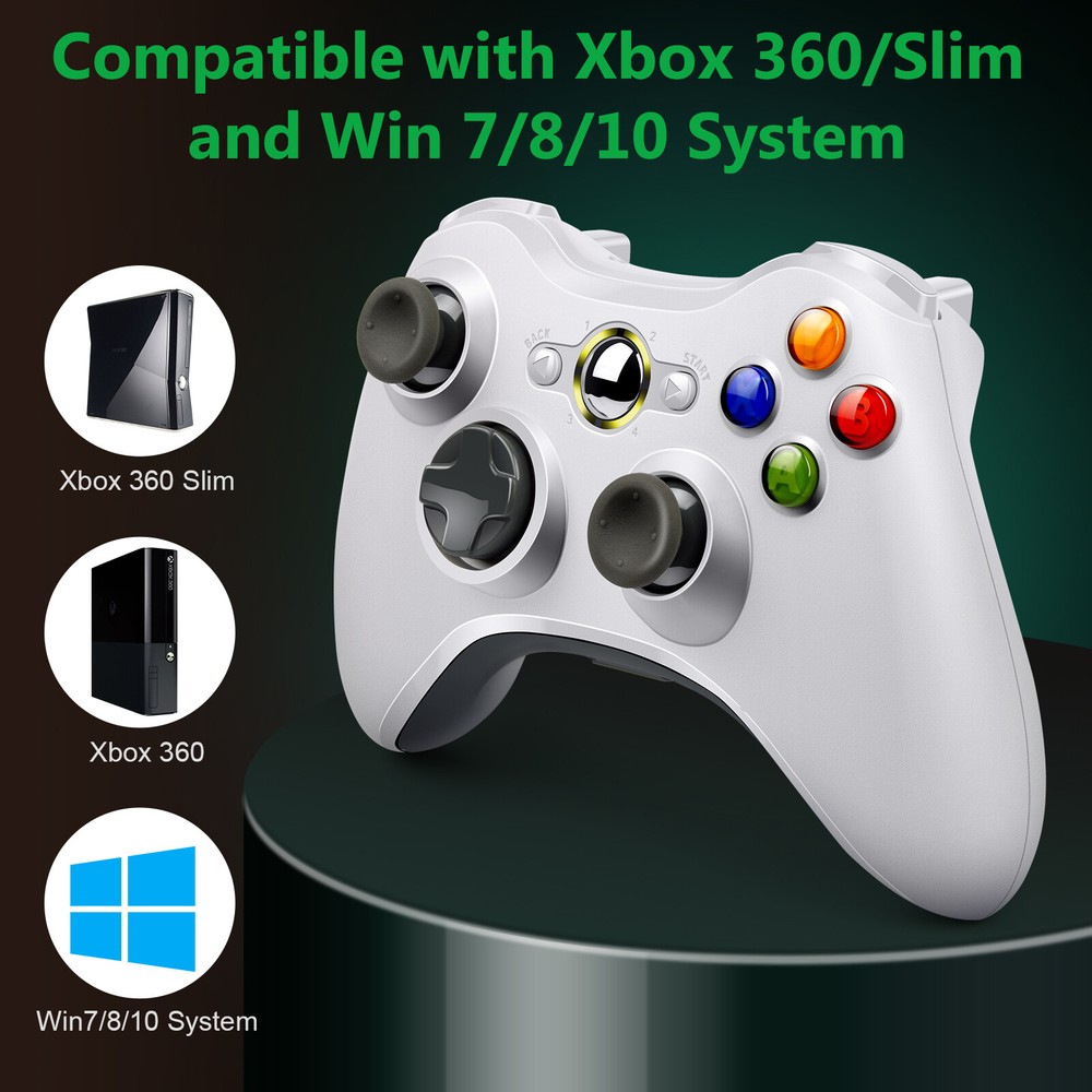 Wireless Wired Controller Gamepad for Microsoft XBOX 360 PC WIN & Battery Pack