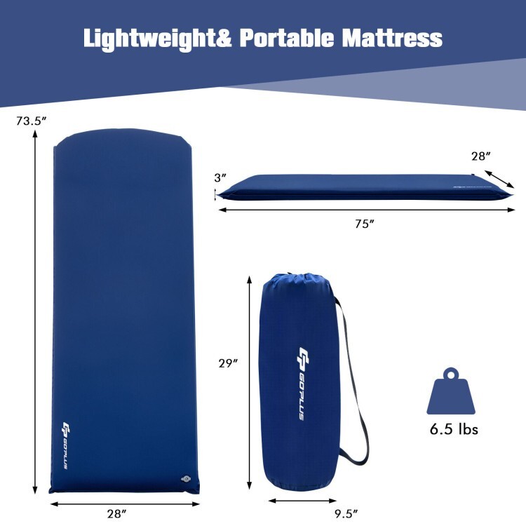 3" Thick Mattress Camping Sleeping Pad Folding Foam Sleeping Cot w/Storage Bag