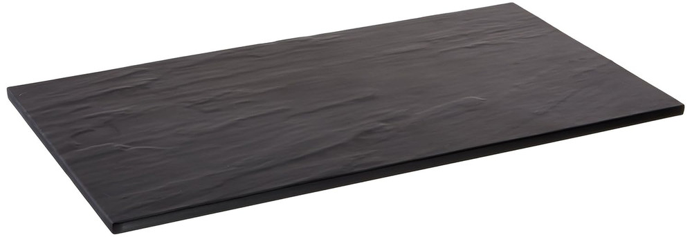 FSLT08 Rectangle Melamine Platter, Faux Slate, Black