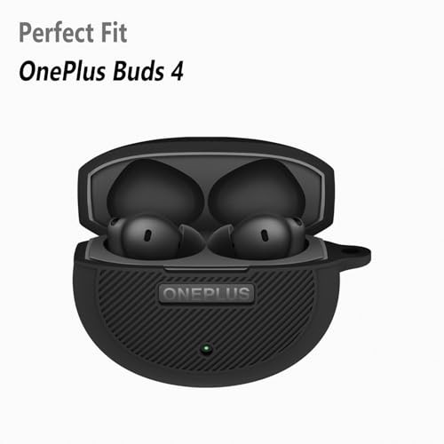 Geiomoo Silicone Case for OnePlus Buds 4, Soft Flexible Scratch Resistant Black