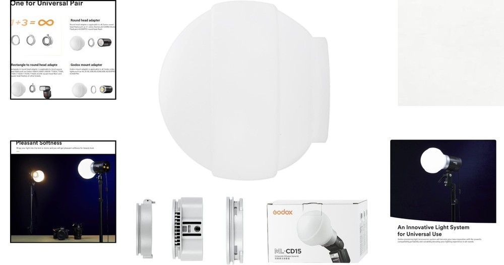 Flexible ML-CD15 Diffusion Dome with Adapters for Round and Square Flash Models