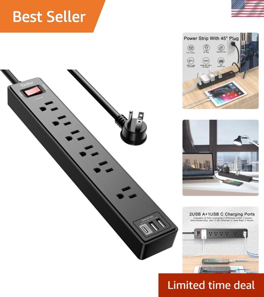 6Ft Power Strip with Surge Protection & USB
