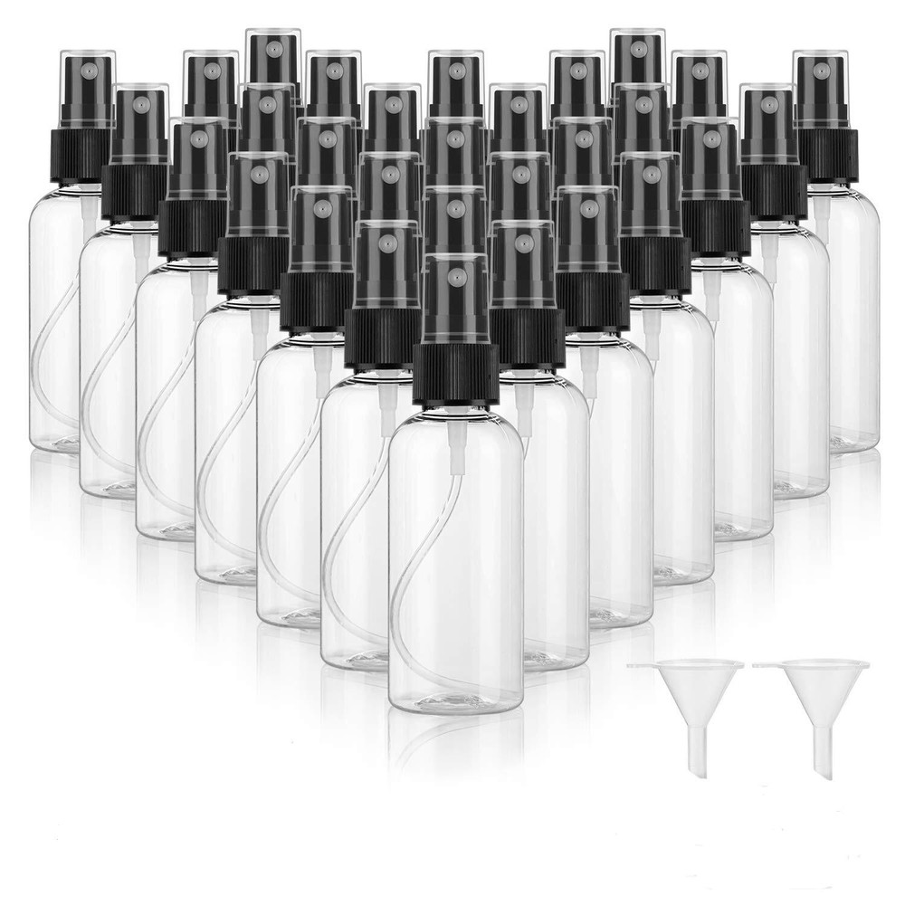 30 Pack 2 oz Fine Mist Mini Clear Spray Bottles with Pump Spray Cap