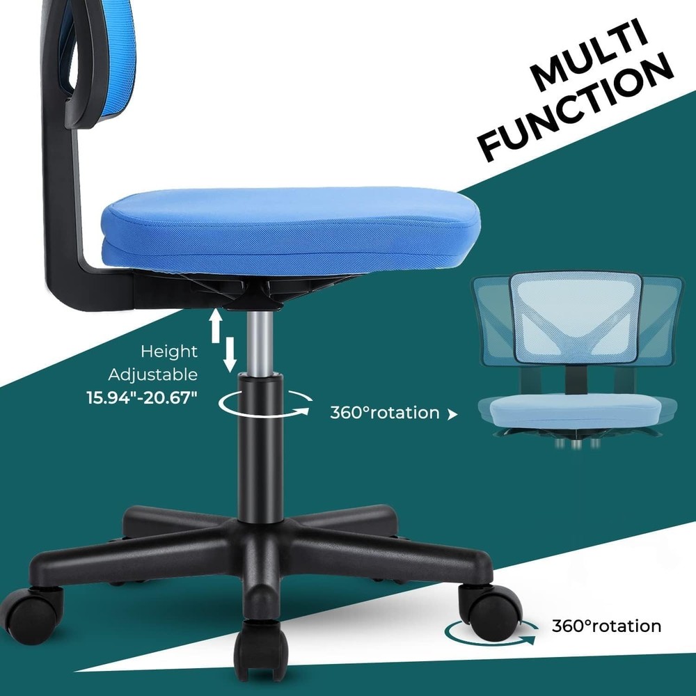 Compact Rolling Desk Chair with Y-shaped Backrest | Max 250 lbs Support