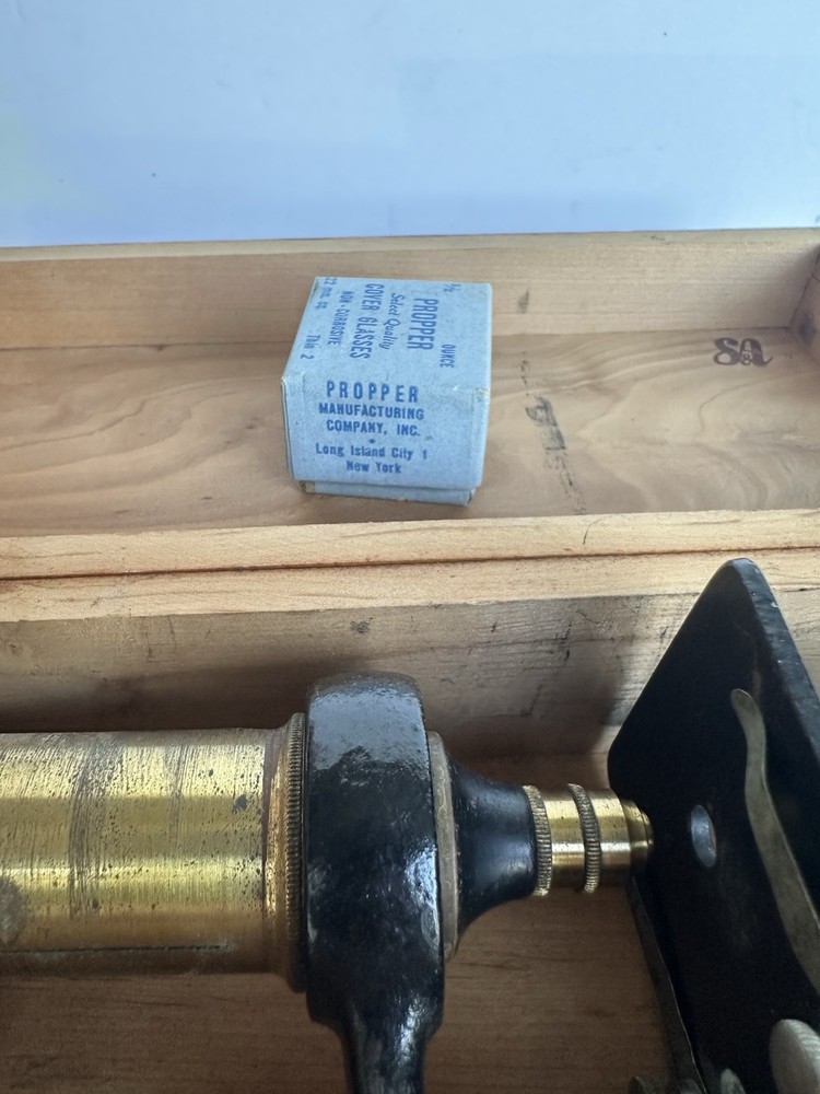 Vintage unbranded cast iron Microscope Germany Brass Black Microskope