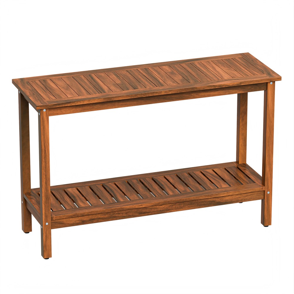2-Shelf Console Table 48" Patio Side Accent Table Multifunctional w/Foot Sliders
