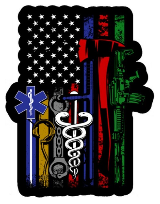 Support Public Service Thin Line Flag Sticker Decal (Select your Size)