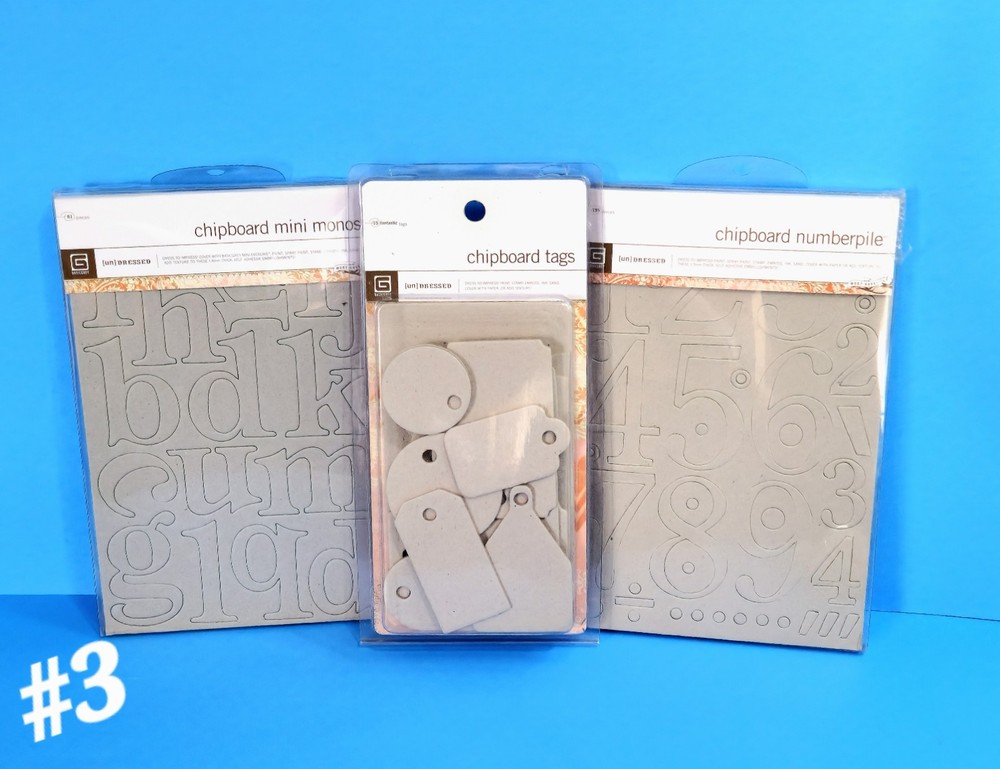 BASIC GREY LOT CHIPBOARD MINI MONOS TAGS NUMBER PILE SCRAPBOOK MIXED MEDIA #3