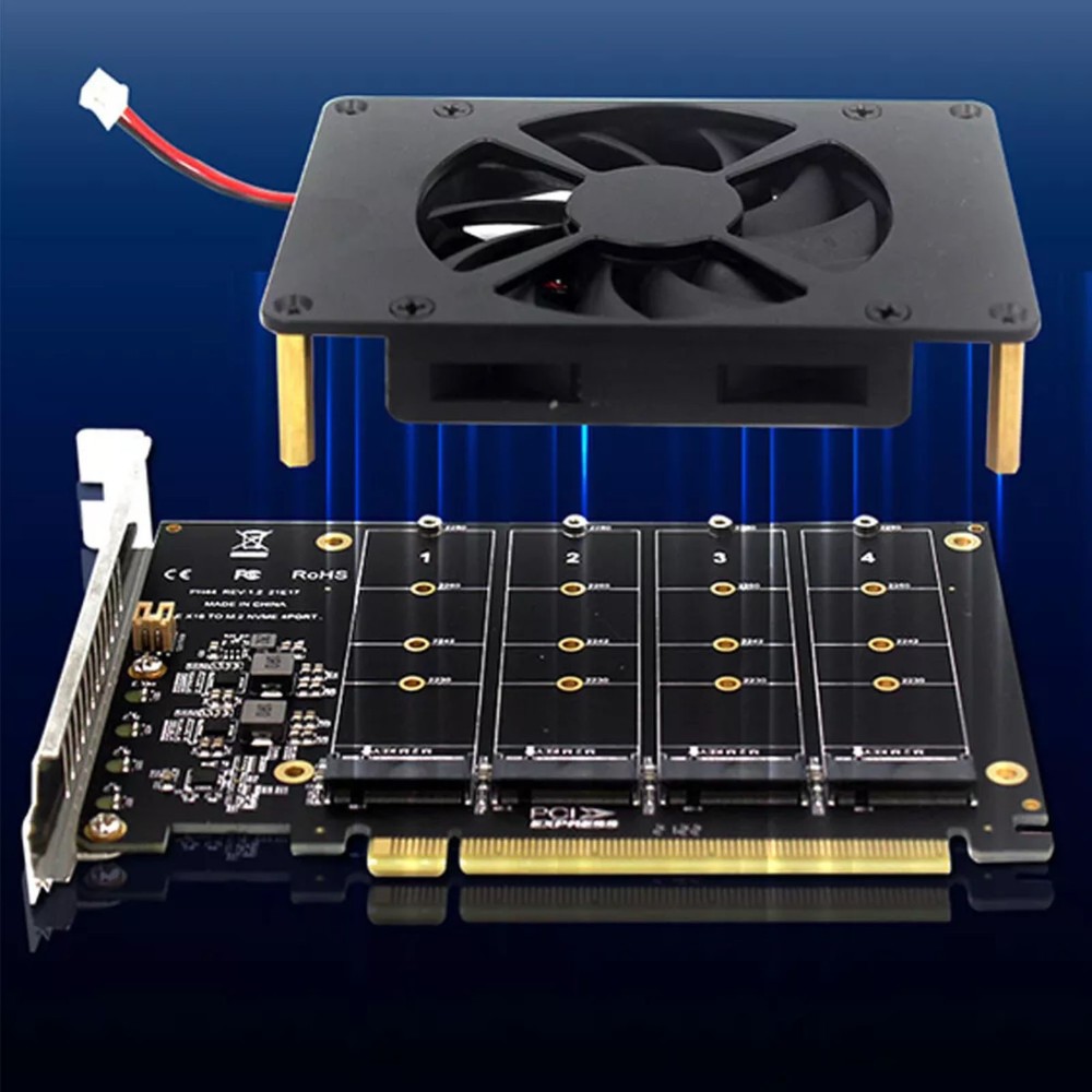 4-Disk Soft RAID Array SSD Adapter Card 4*32Gbps PCIE 3.0/4.0 NVME M.2 MKEY