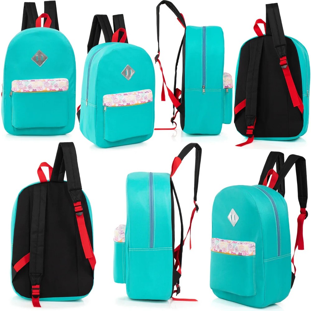 17" Multi Color Backpacks with a Diamond Patch & Padded Back - Case Pack 24