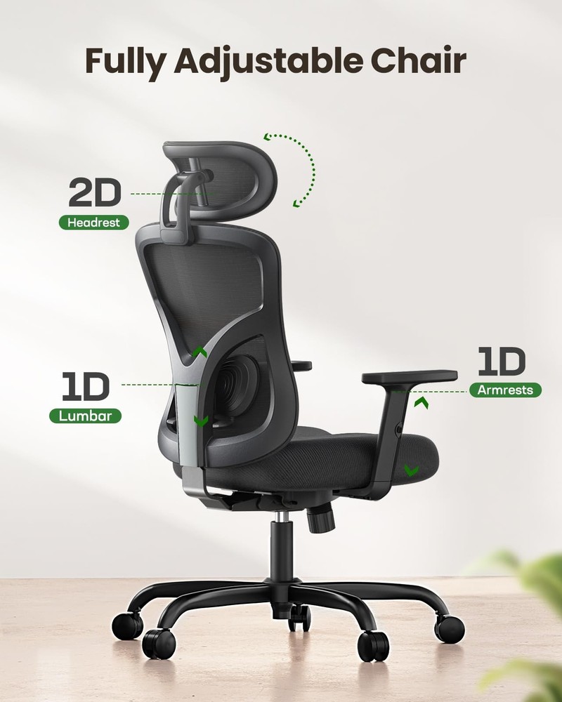 Ergonomic Office Chair Gaming with Lumbar Support 2D Headrest Adjustable
