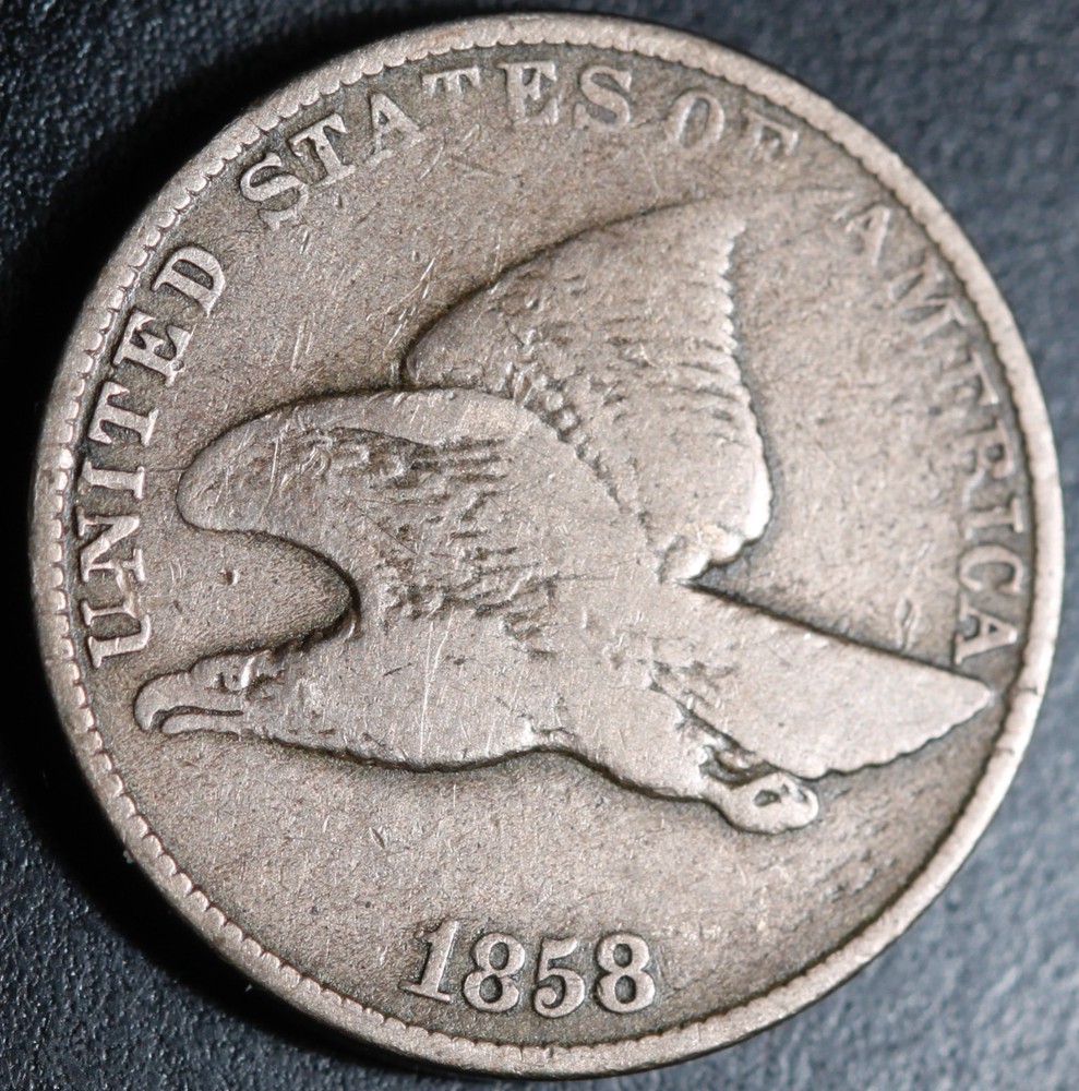 1858 FLYING EAGLE CENT - Large Letters LL - FINE