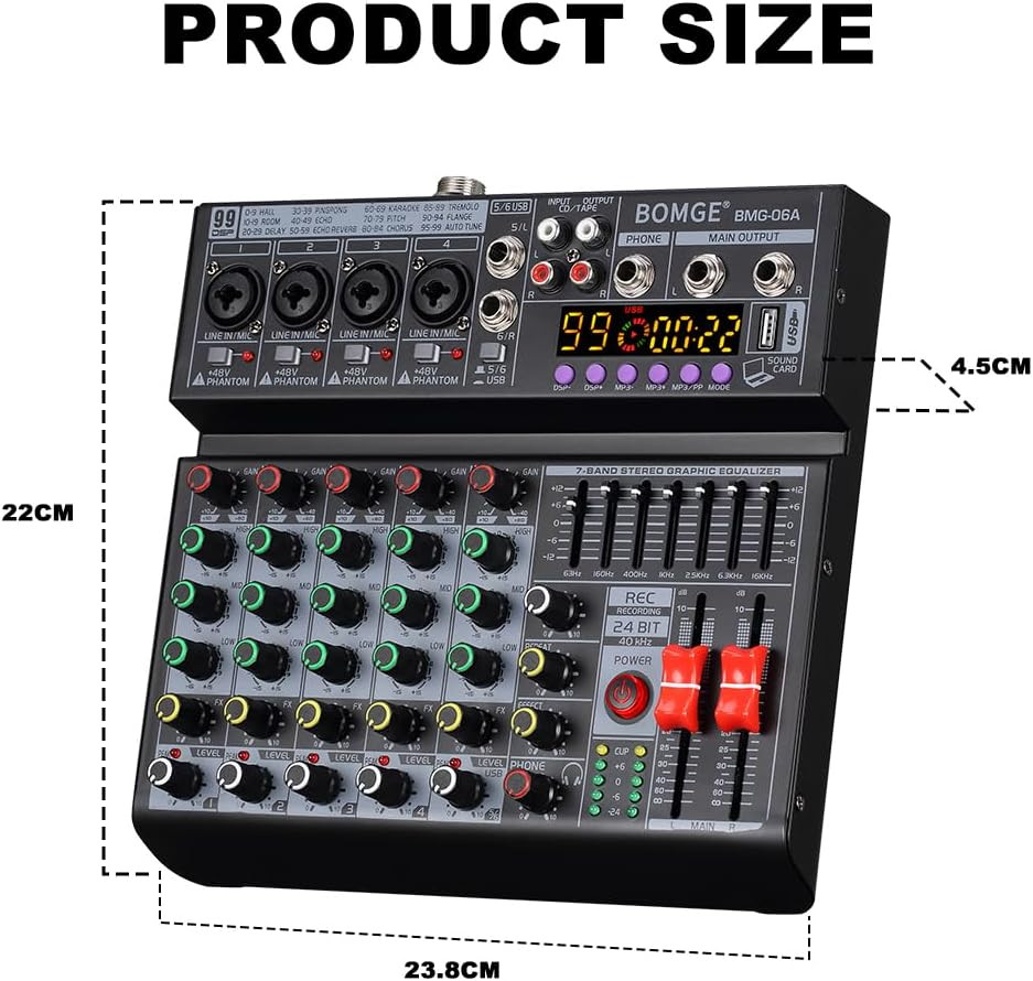 06A 6-Channel DJ Mixer with 99 DSP Effects & Bluetooth USB Interface