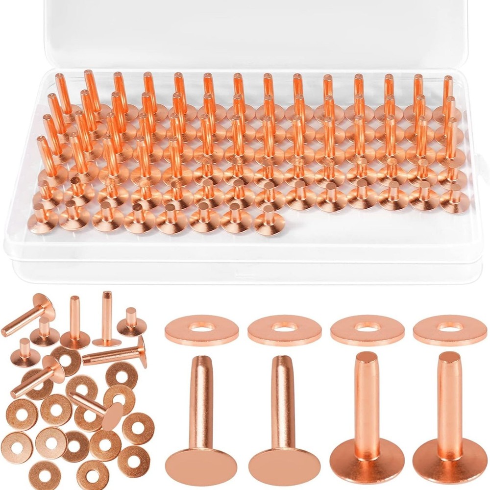 77set/pack Easy-to-install 2-size #9 Copper Rivets For Home DIY Leather Working
