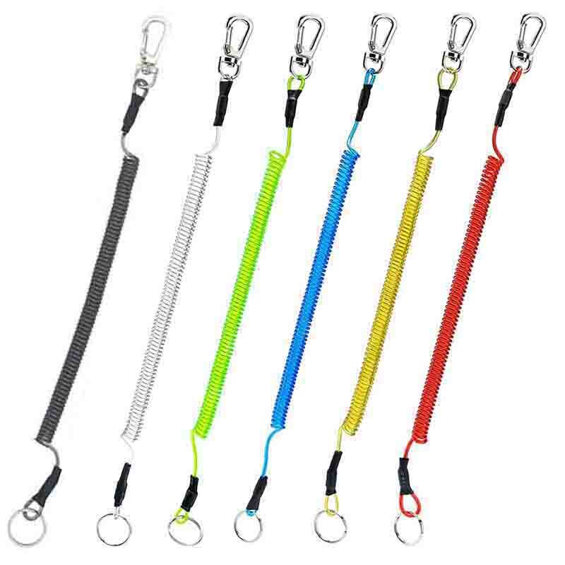 Spiral Spring Coil Chain Retractable Stretch Wrist String Key Chain Hook Lanyard
