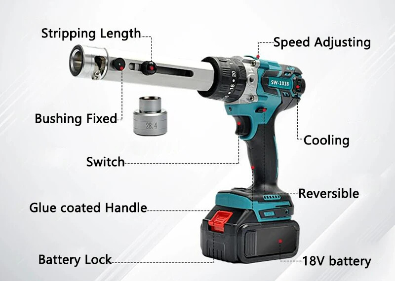 Portable Li-ion Battery Cable Stripper SW-1018 Stripping Machine Stripper