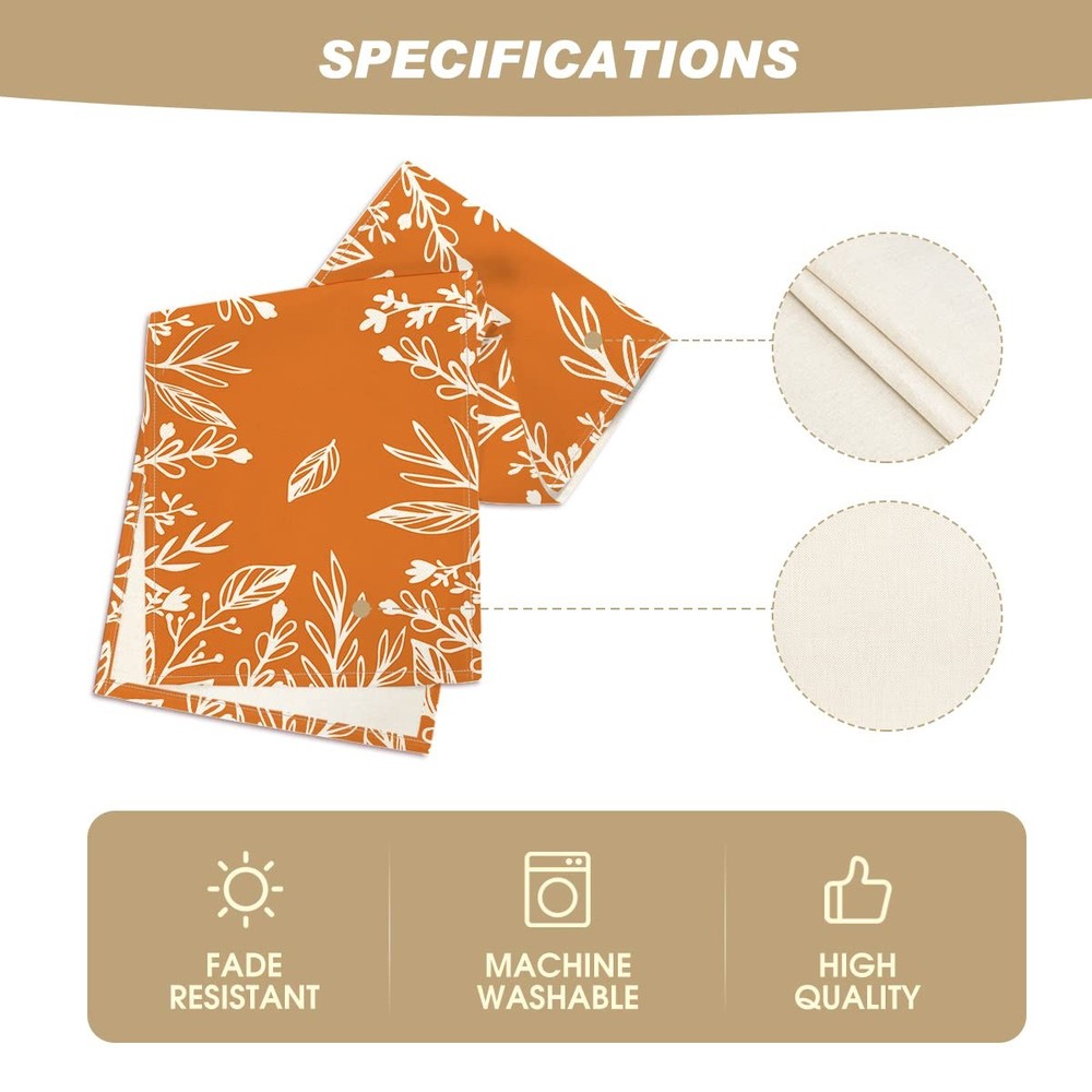 Fall Decorations Floral Orange Table Runner Autumn Kitchen Dining Gift 13"x72"