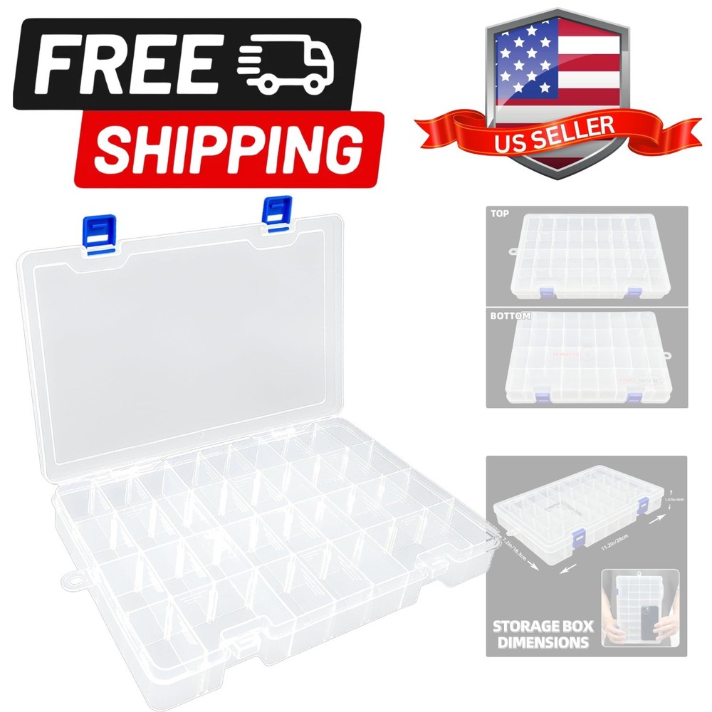Plastic Organizer Container Storage Box Adjustable Divider Removable Grid Com...