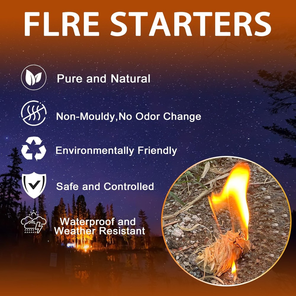 Fire Starter - Natural Fire Starters for Fireplace, Campfires, Chimney, BBQ, ...