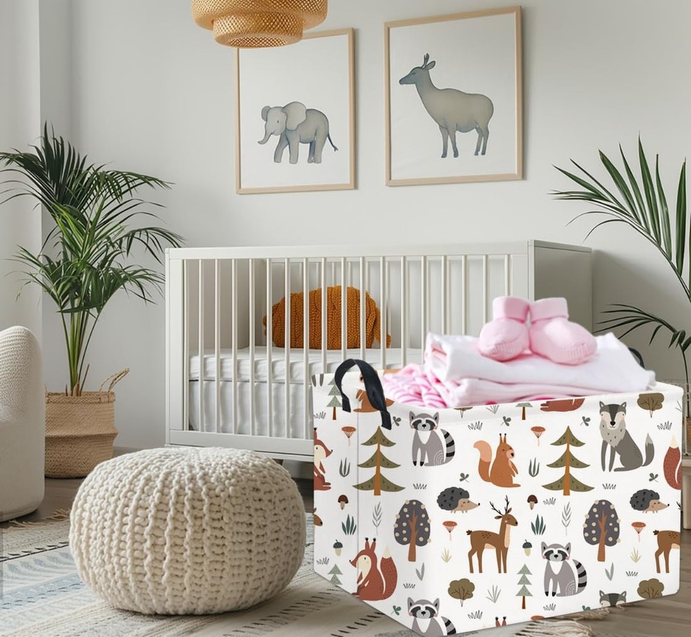 Rectangular Kids Storage Bin Animal Gift Basket Toy Organizer Shelf Decor