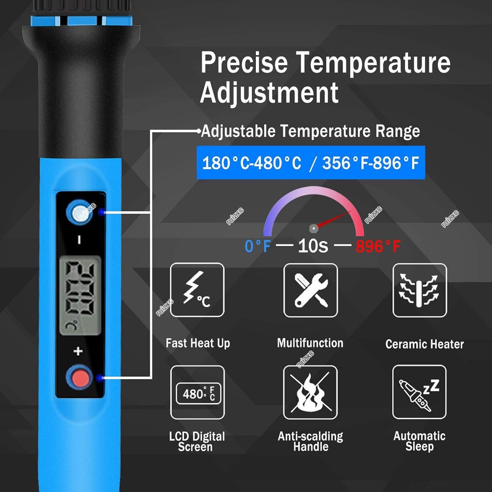 80W Soldering Iron Kit Electronics Welding Irons Solder Tools Adjustable Wire US