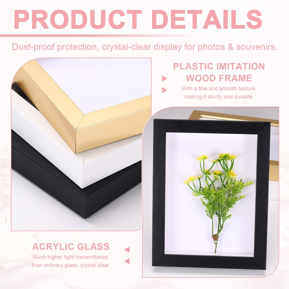 8x8 Inch Shadow Box Display Frame, 2cm Deep Photo Shadow Box, White