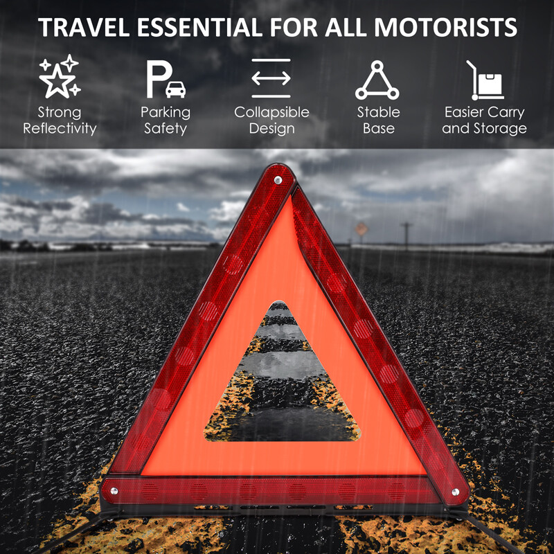 3 Warning Triangle Kit DOT Approved Emergency Reflective Warning Road Safety US
