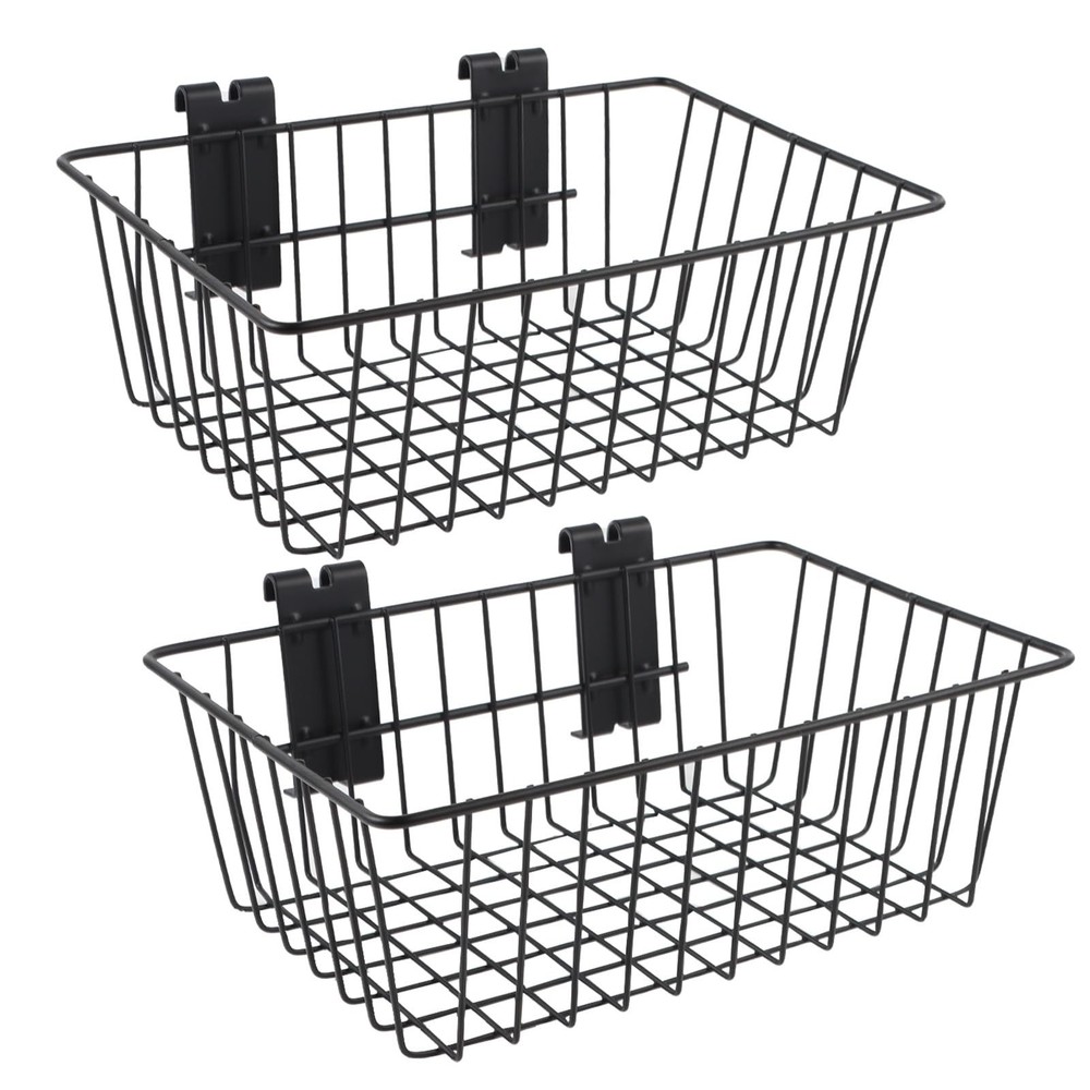 Polmart Heavy Duty Gridwall/Grid Panel Basket, Black (2-Pack) 2