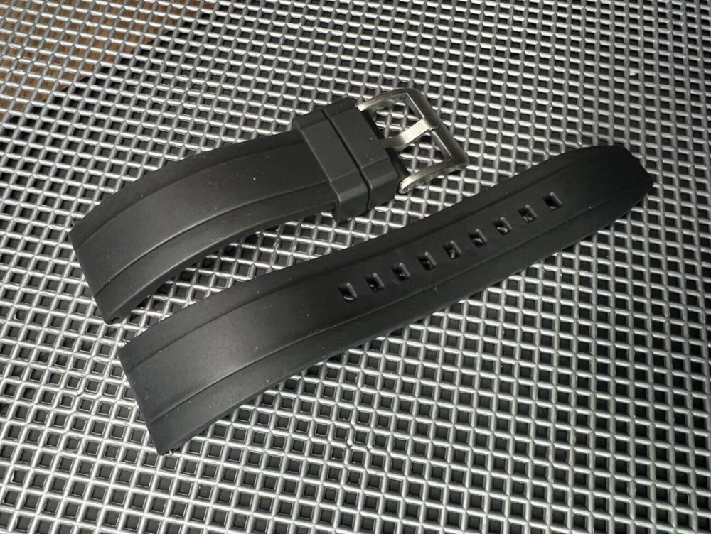 BLACK Vulcanized Caoutchouc rubber Strap Band Straight Edge Quick Release