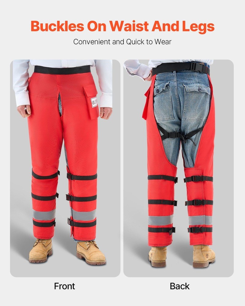 8-layer Class D chainsaw chaps apron style 420D nylon adjustable medium fit