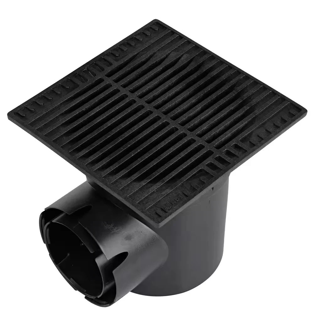 9 in Plastic Square Drainage Grate Black Replacement for Catch Basin 970