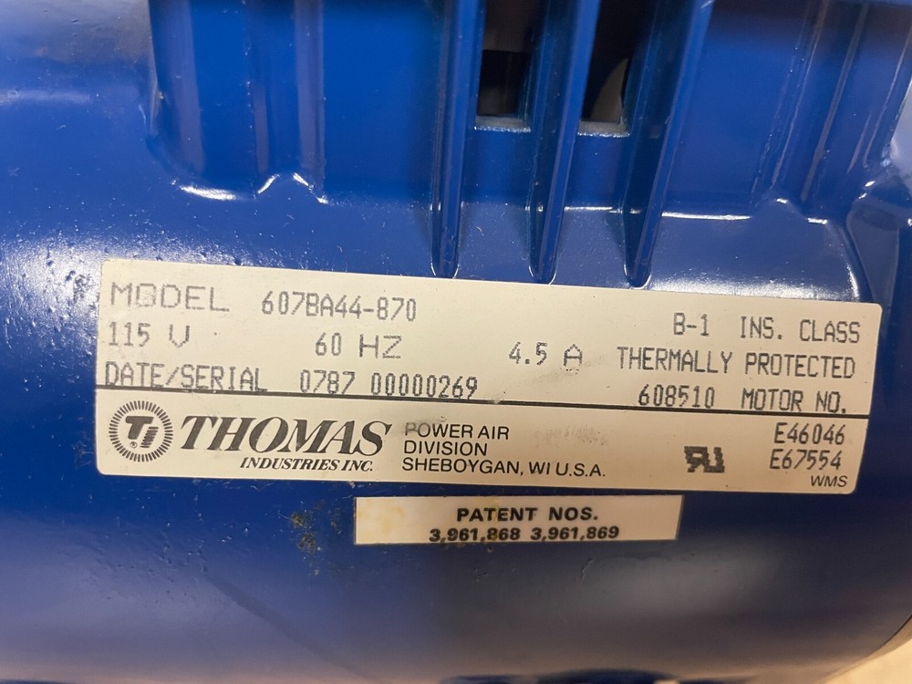 Thomas Industries 607BA44-870 piston compressor works *