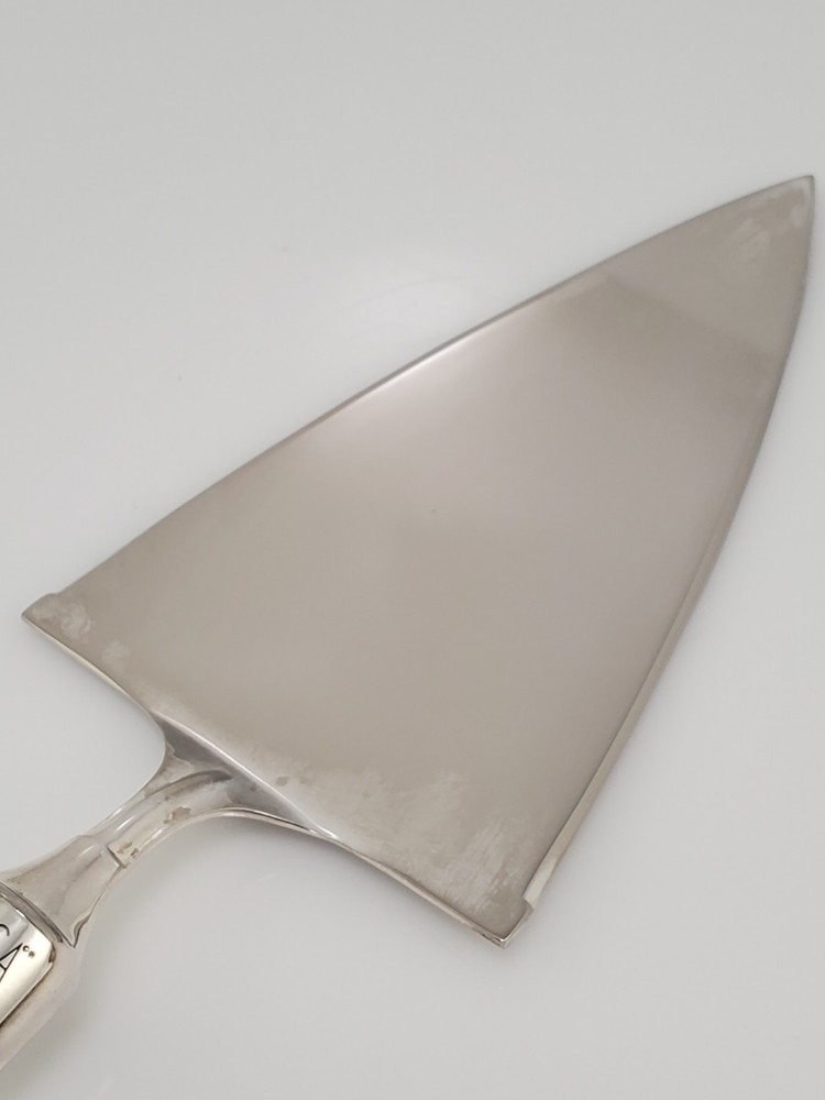 Mikasa Cake Pie Server Knife with Crystal Handle Silver Plated Rousseau Pattern
