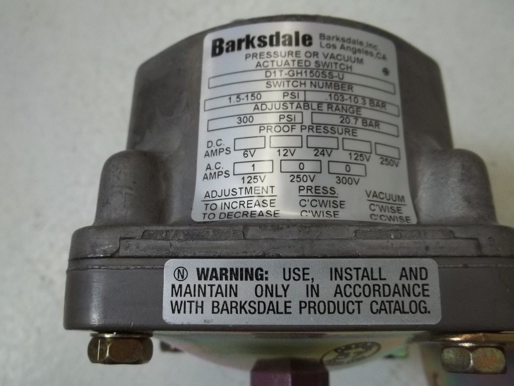 BARKSDALE DIT-GH150SS-U PRESSURE SWITCH UNMP