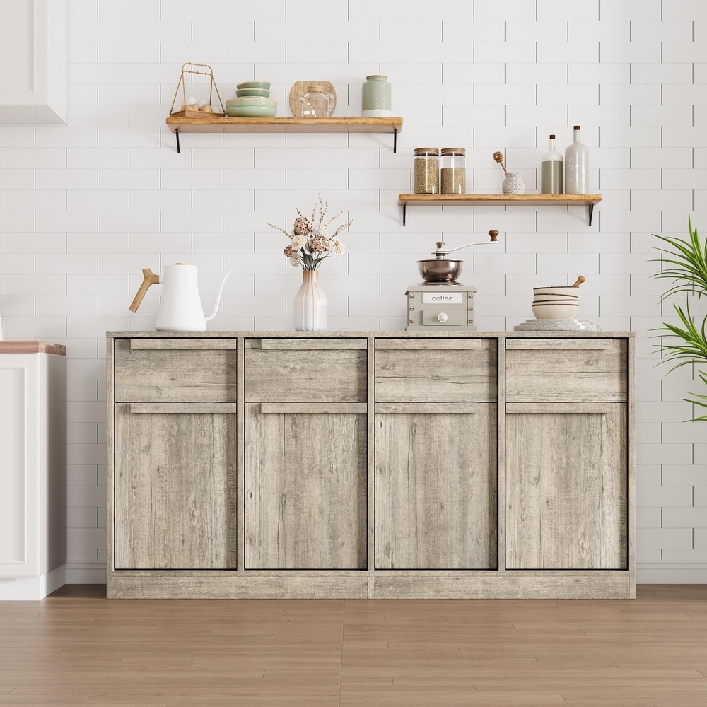 Sideboard Buffet Cabinet with 4 Drawers&Storage Storage Buffet Table for Kitchen