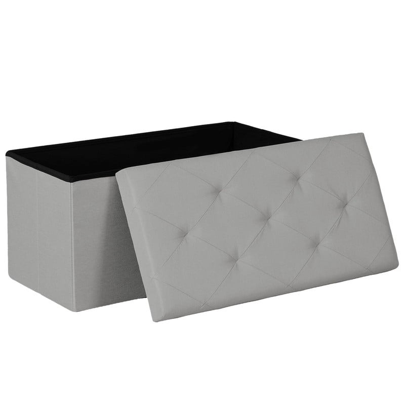 30 Inch Folding Ottoman With Storage Bench, Bedside Storage Bench With Leather