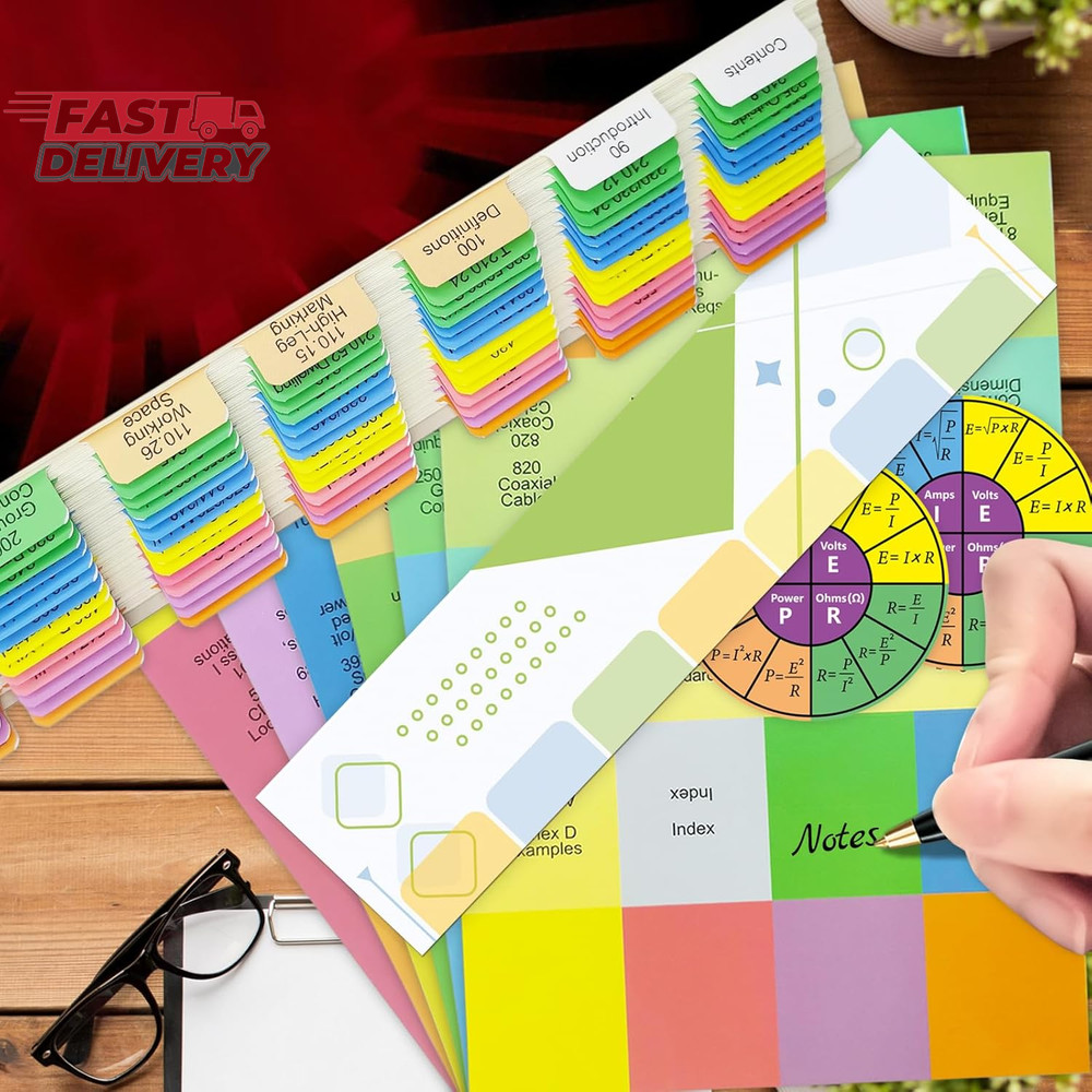 Electrical Code Tabs for NEC 2020, 140 PCS Laminated & Color-Coded for National