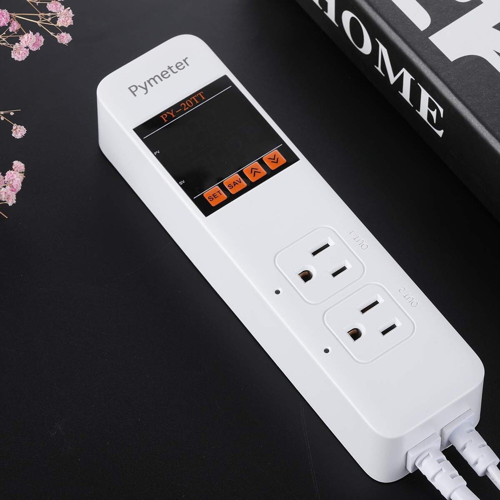 Digital Temperature Controller Dual Probe Reptile Thermostat Controlled Outle...
