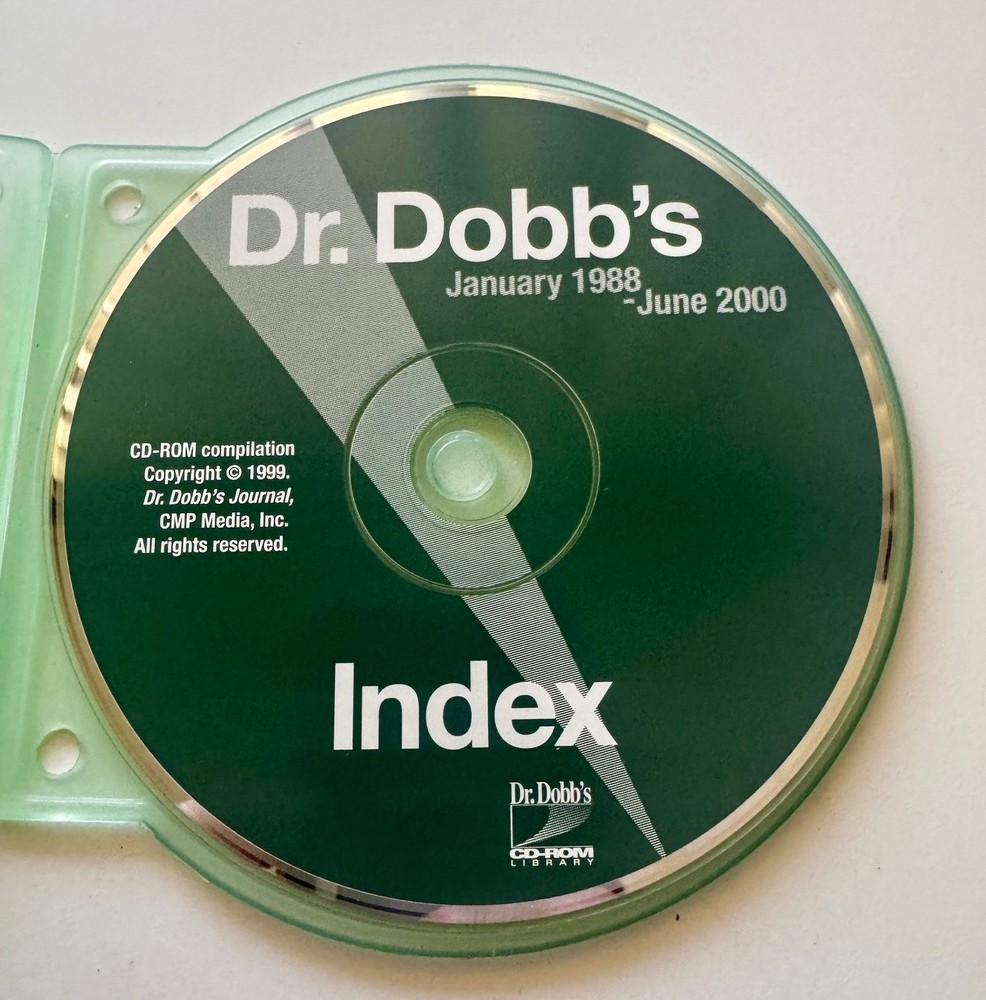 Dr. Dobb's Journal Magazine Index on Cd Rom Vintage