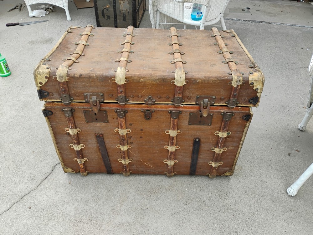 Antique Made In Framce Steamer Trunk
