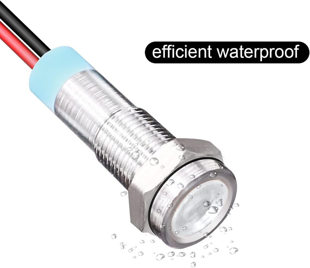 10Pcs 6Mm 1/4" AC/DC 12-24V LED Metal Indicator Light Pilot Dash Directional wit