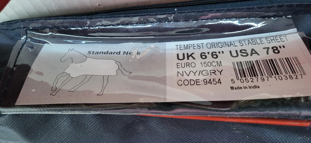 Shires Tempest Original Stable Sheet Navy/Gray 78"