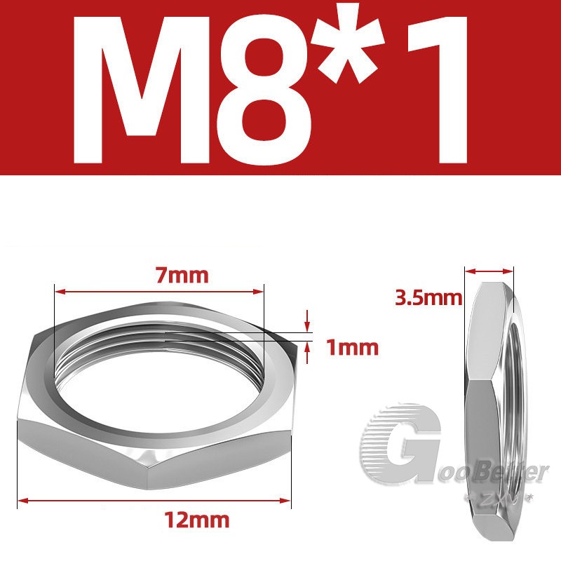 Fine Thread Pitch Half Nuts Hexagon Thin Lock Nut Metric/Imperial A2 Stainless