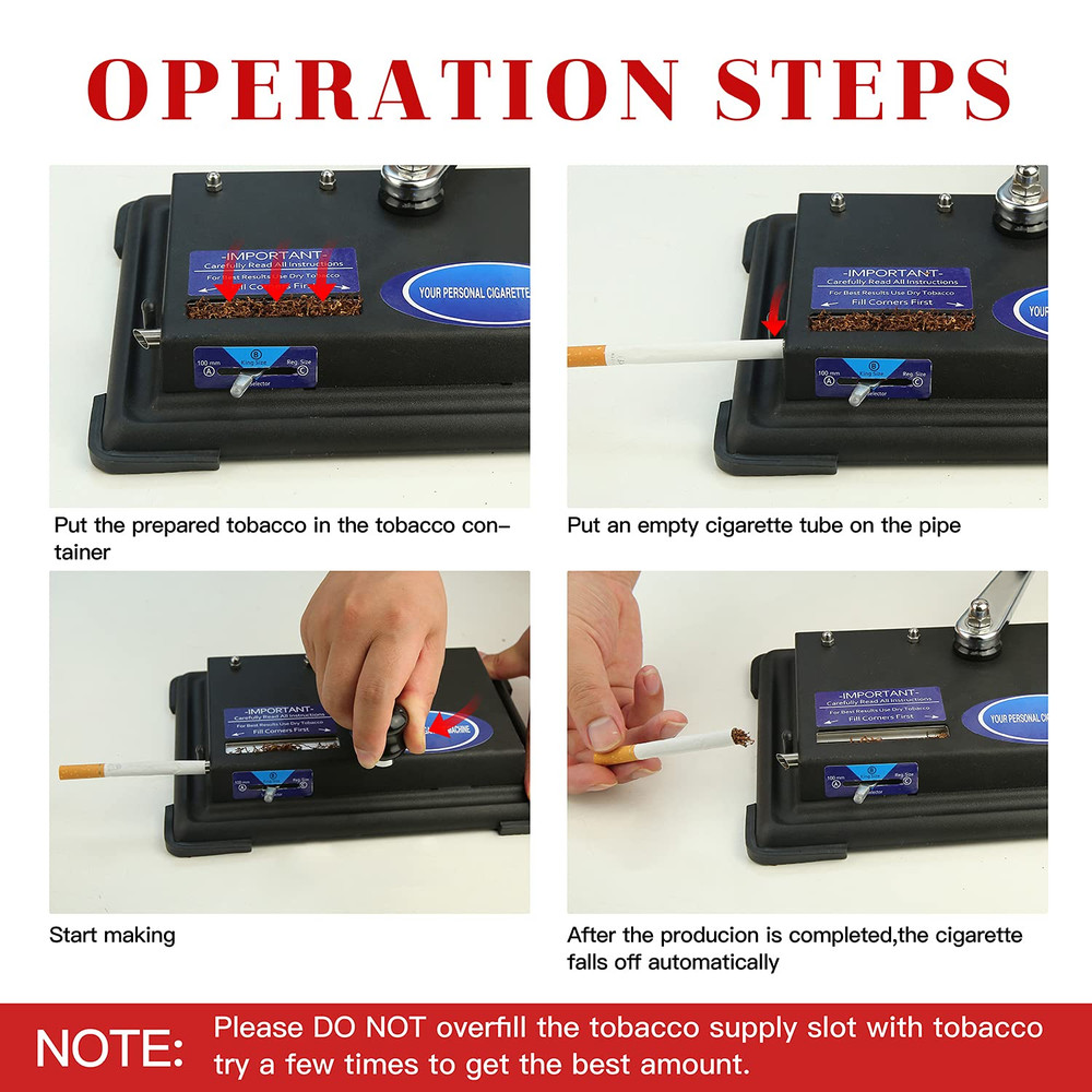 Cigarette Rolling Machine, Hand Operation Injector Maker Roll Your Own Cigarett