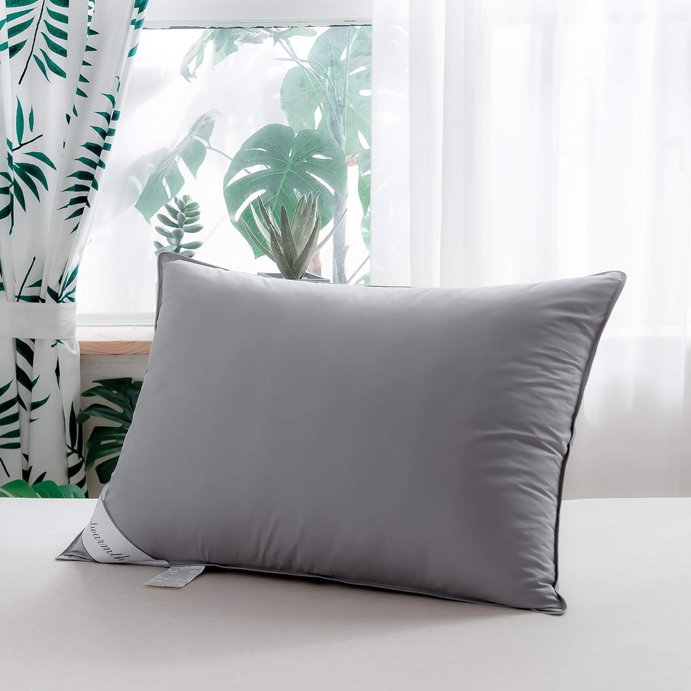Goose Down & Feather Pillows Soft Insert for Side and Back Sleepers Grey Colo...