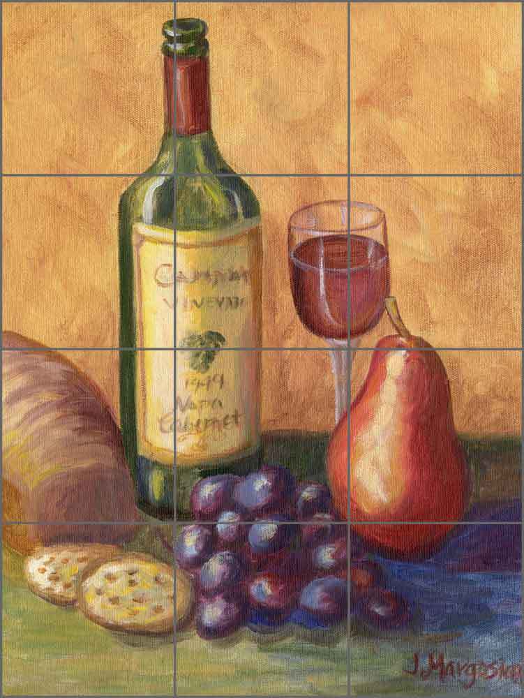Wine Tile Backsplash Margosian Art Ceramic Kitchen Mural JM060