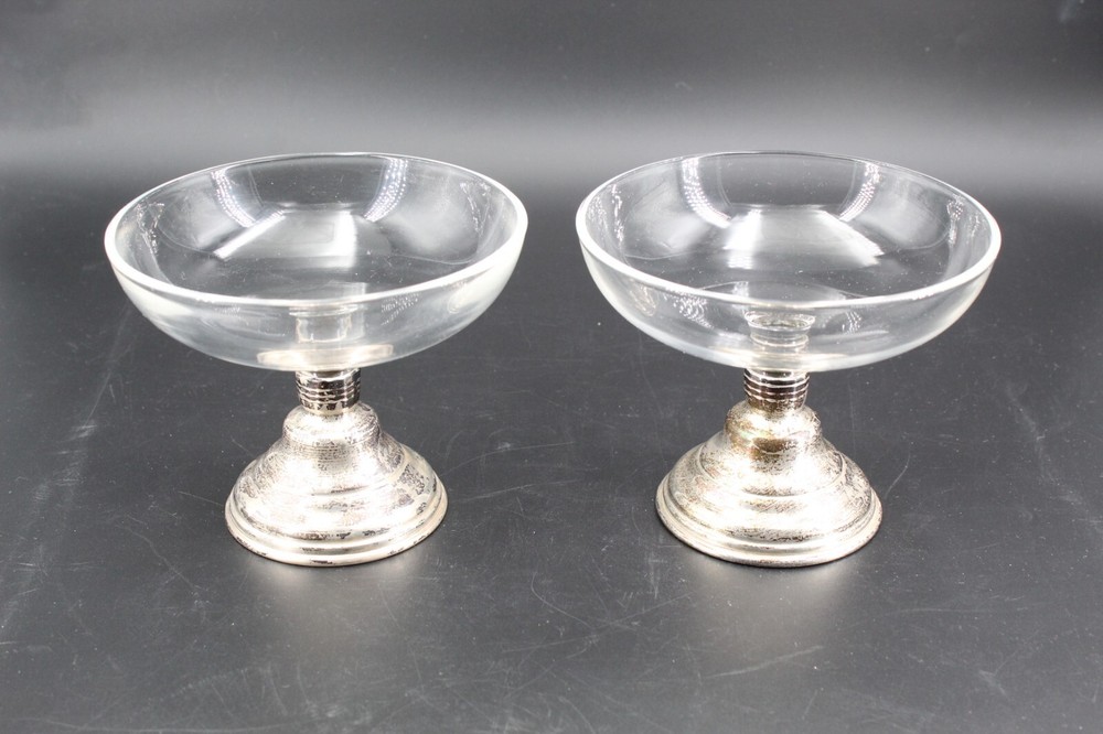 Set of 2 Vintage Sterling Silver Footed Compote/Candy Dish Solid Sterling