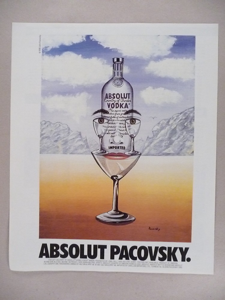 Absolut Vodka MAGAZINE AD - 1993 ~~ Absolut Pacovsky