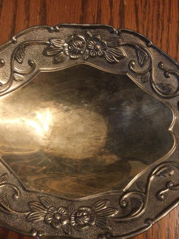 Vintage Silver Plated Serving Dish Ornate Floral And Scrollwork